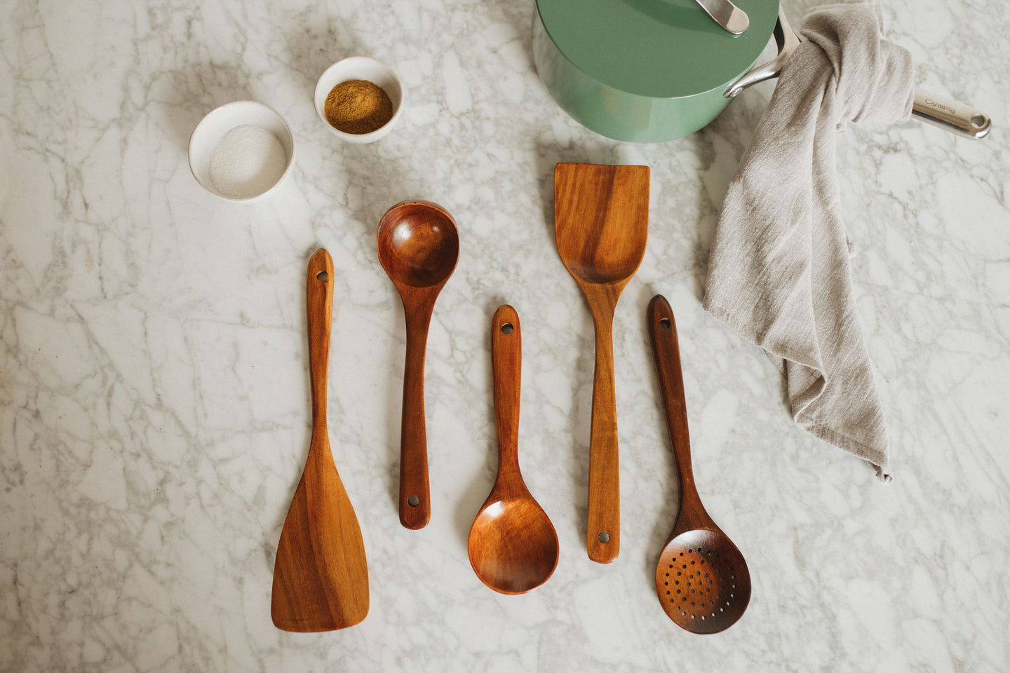 Arcadian Wooden Kitchen Tools – Set of Elegant and Durable Wooden Utensils for Cooking and Baking.